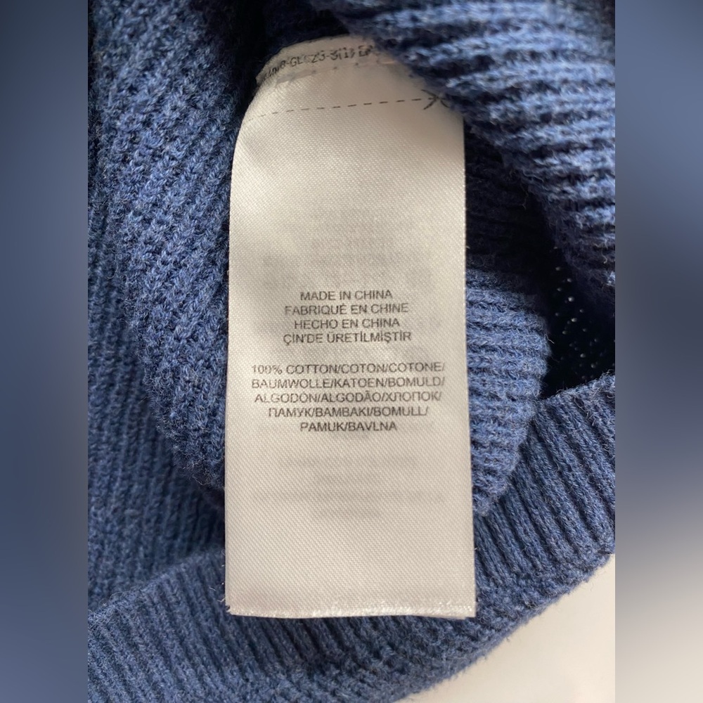 Lauren Ralph Lauren 100% Cotton Blue Sweater with Tube Neck and Ties - Large/L C - Picture 7 of 7